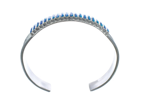 Blue Opal Inlay Sterling Silver Zuni Indian Cuff Bracelet AX123910